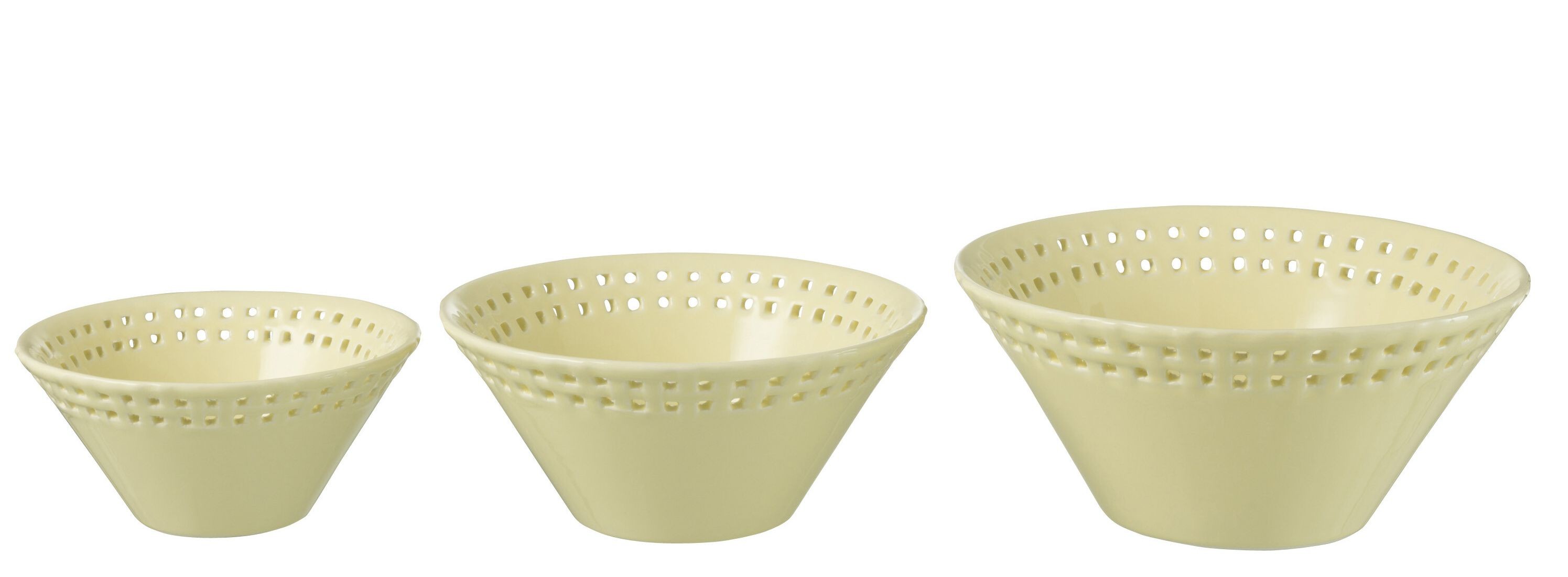 3ks žlutá keramická miska Hella Yellow - Ø14*6 / Ø17*7 / Ø19*9 cm