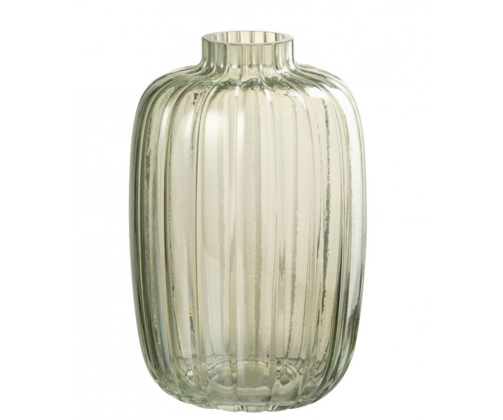 Zelená skleněná váza s úzkým hrdlem Junna - Ø 13*20 cm