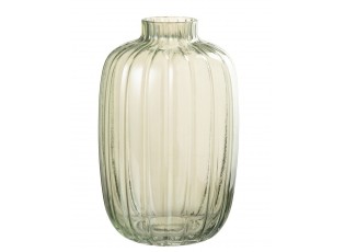 Zelená skleněná váza s úzkým hrdlem Junna M - Ø 16*25 cm