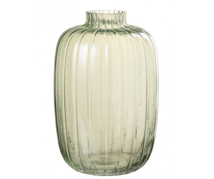 Zelená skleněná váza s úzkým hrdlem Junna L - Ø 20*30 cm