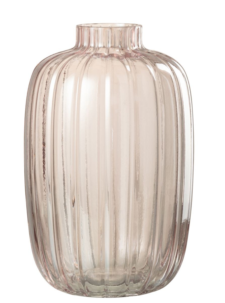 Růžová skleněná váza s úzkým hrdlem Junna M - Ø 16*25 cm J-Line by Jolipa