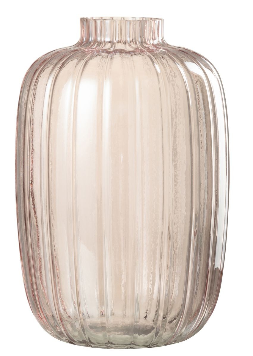 Růžová skleněná váza s úzkým hrdlem Junna L - Ø 20*30 cm J-Line by Jolipa