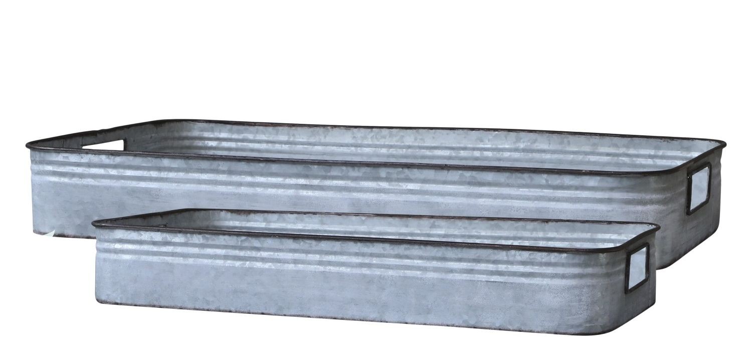 2ks dekorační plechové zinkové antik boxy podnosy - 63*34*9cm