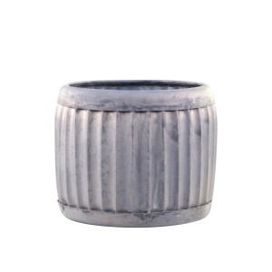 Dekorační plechový antik obal na květináč Grooves M - Ø 23*16cm