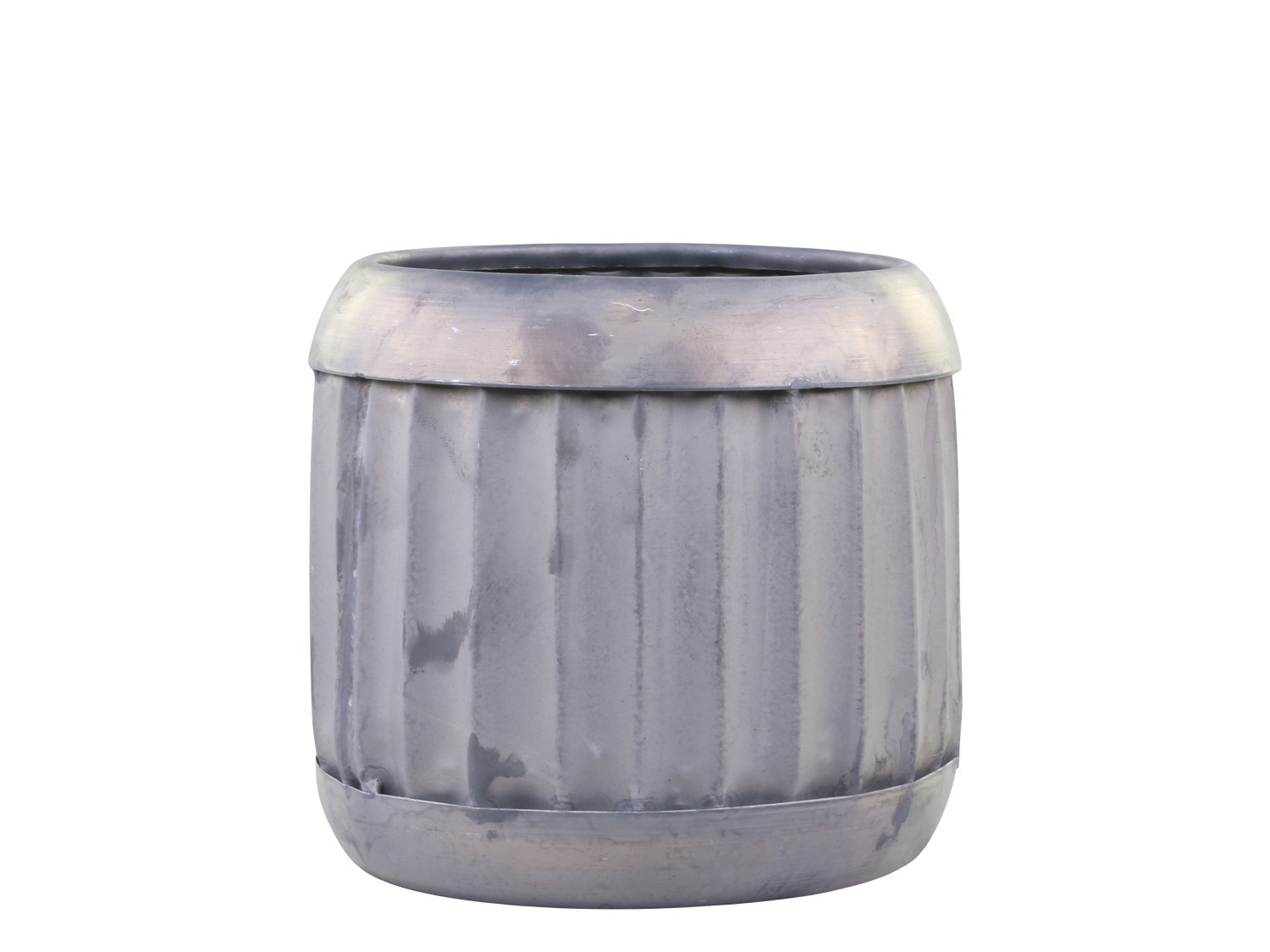 Dekorační plechový antik obal na květináč Grooves S - Ø 14*12cm