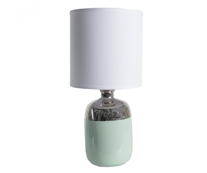 Stolní lampa s keramickou nohou a bílým stínidlem - Ø 15*33 cm E27/max 1*60W