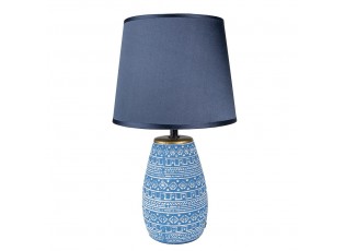 Modrá stolní lampa s keramickou základnou Etnie - Ø 20*35 cm E27/max 1*60W