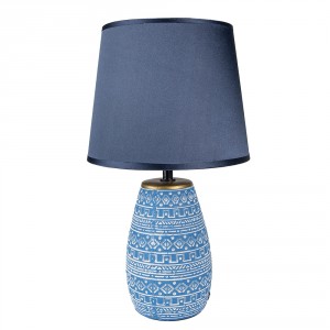 Modrá stolní lampa s keramickou základnou Etnie - Ø 20*35 cm E27/max 1*60W