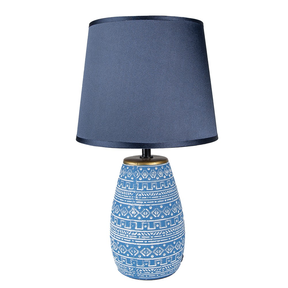 Modrá stolní lampa s keramickou základnou Etnie - Ø 20*35 cm E27/max 1*60W