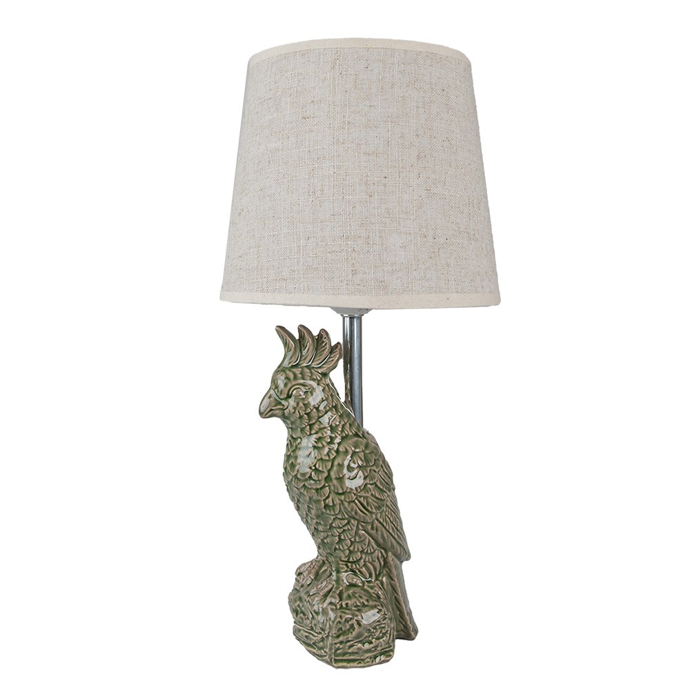Stolní lampa s papouškem a béžovým stínidlem Parrot - Ø 18*38 cm E27/max 1*60W Clayre & Eef