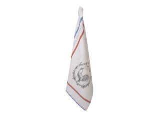 Béžová bavlněná utěrka s kohoutem Devine French Roster - 50*70 cm