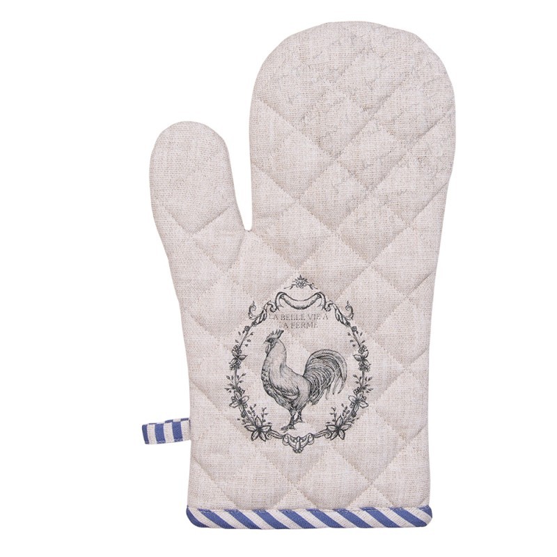 Béžová bavlněná chňapka - rukavice s kohoutem Devine French Roster - 18*30 cm
