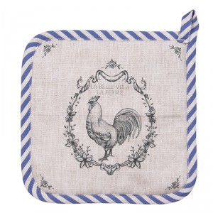 Béžová bavlněná chňapka - podložka s kohoutem Devine French Roster - 20*20 cm