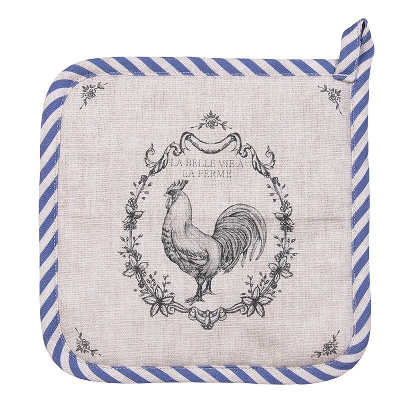 Béžová bavlněná chňapka - podložka s kohoutem Devine French Roster - 20*20 cm