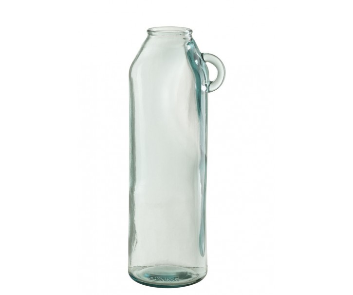 Skleněná váza z recyklovaného skla s ouškem Weny - 14*14*45cm