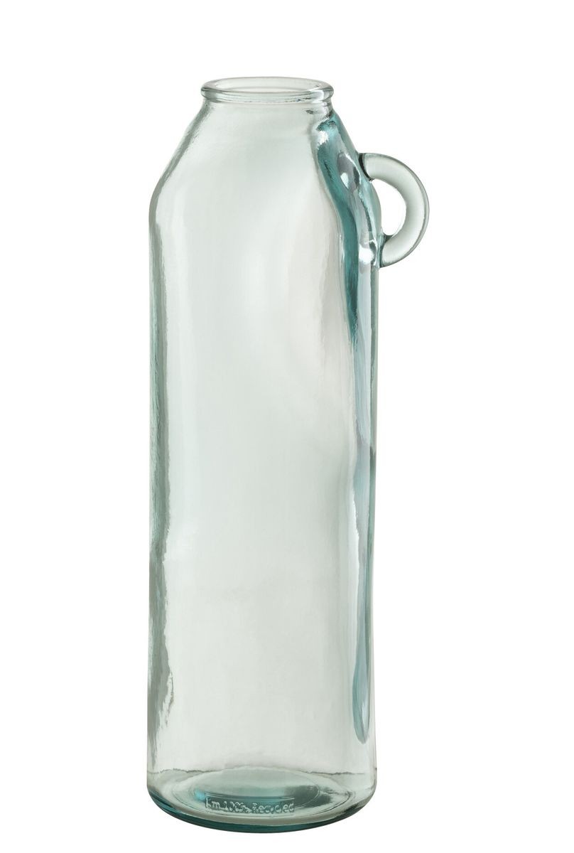 Skleněná váza z recyklovaného skla s ouškem Weny - 14*14*45cm J-Line by Jolipa