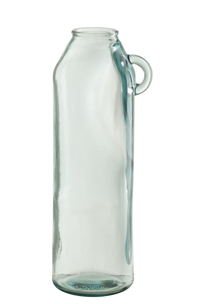 Skleněná váza z recyklovaného skla s ouškem Weny - 14*14*45cm