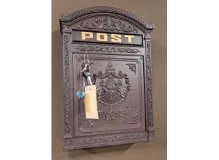 Hnědá poštovní schránka s ornamenty - 32*10*45 cm