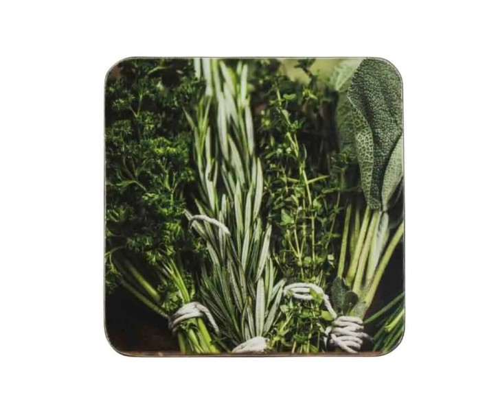 6ks pevné korkové podtácky bylinky Herbs - 10*10*0,4cm