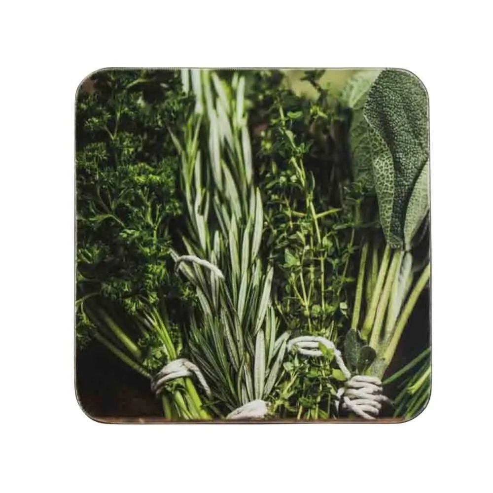 6ks pevné korkové podtácky bylinky Herbs - 10*10*0,4cm