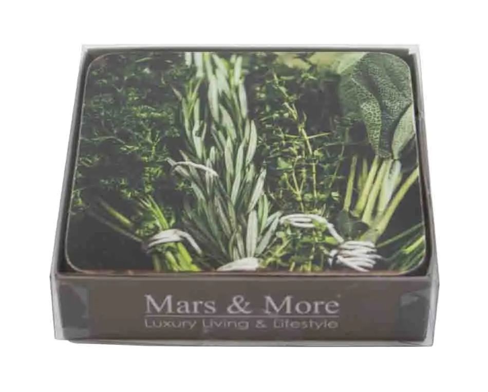 6ks pevné korkové podtácky bylinky Herbs - 10*10*0,4cm
