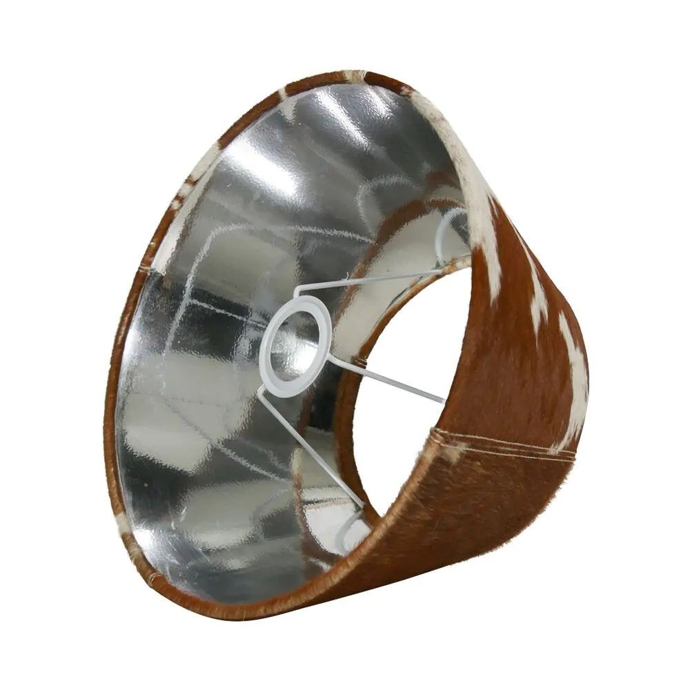Stínidlo na lampu z hovězí kůže - hnědo bílá - 20*30* h 18,5cm