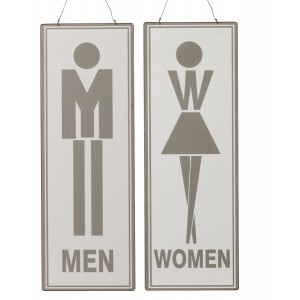 2ks závěsná kovová cedule Men Women, Femmes Hommes - 16*46 cm