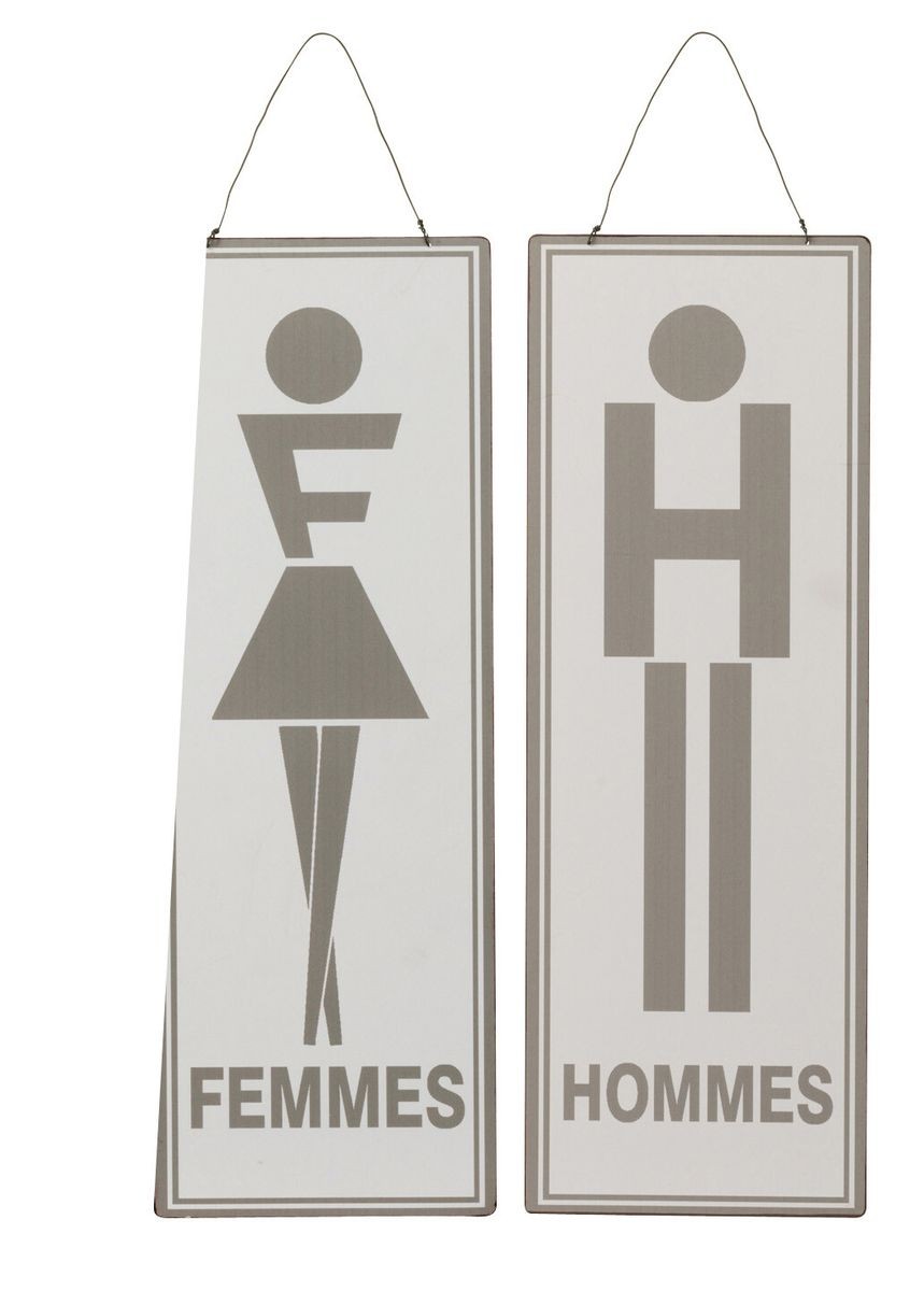 2ks závěsná kovová cedule Men Women, Femmes Hommes - 16*46 cm