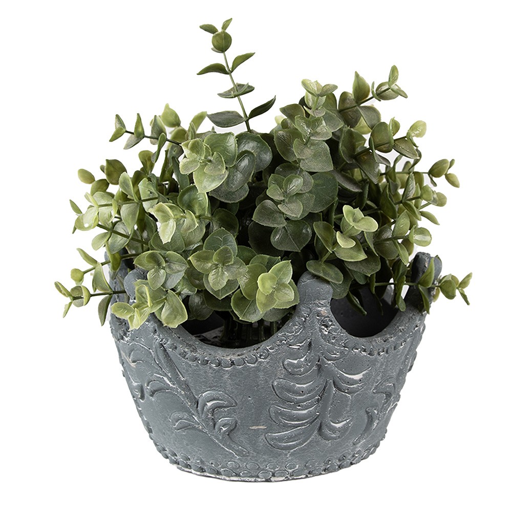Šedý cementový květináč ve tvaru koruny - 18*17*12 cm