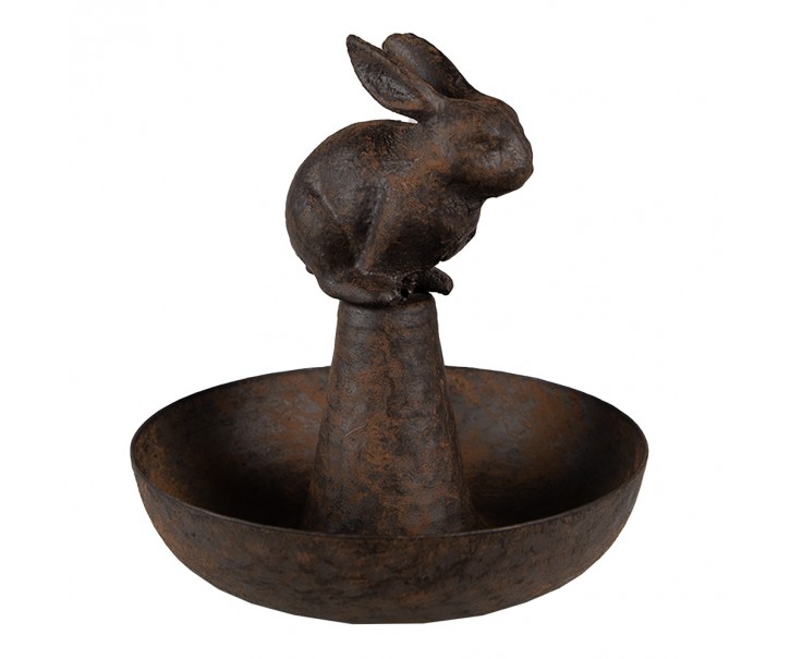 Hnědá kovová dekorativní miska králík - Ø 12*13 cm