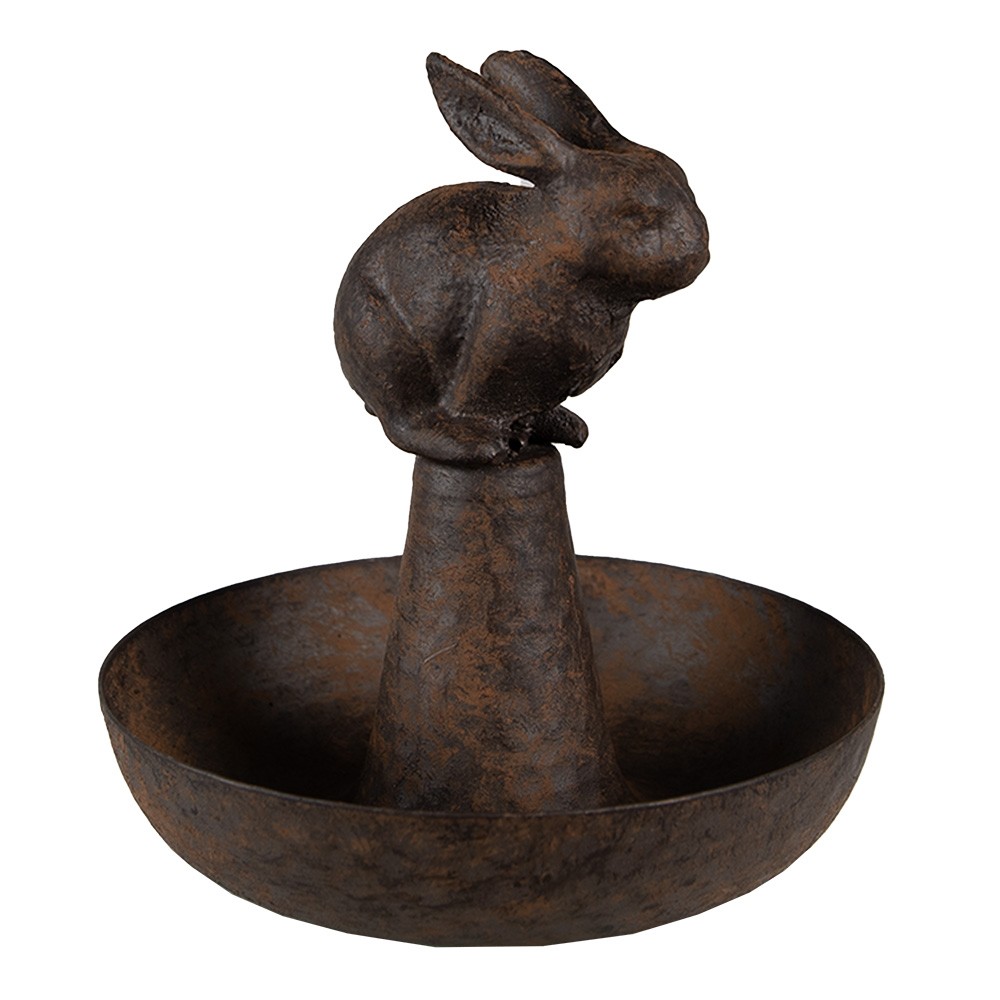Hnědá kovová dekorativní miska králík - Ø 12*13 cm Clayre & Eef