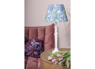 Bílá stolní lampa se zeleným květovaným stínidlem Violé - Ø 24*52 cm E27/max 1*60W