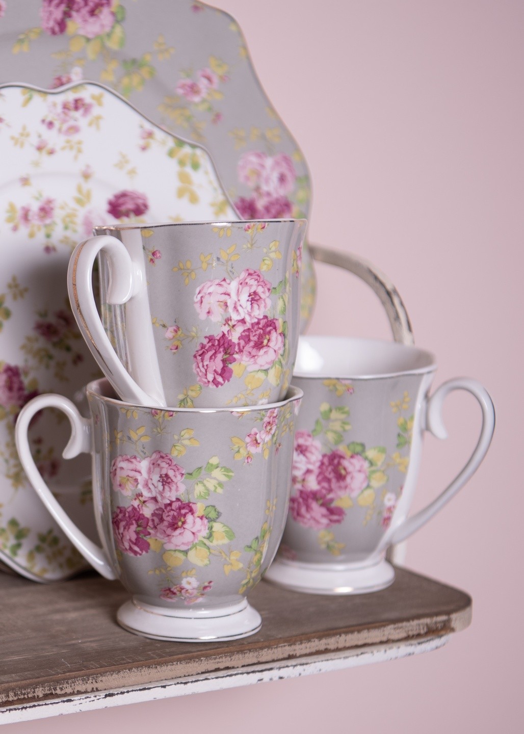 Porcelánový hrnek s květy - 11*8*10 cm / 290 ml