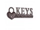 Hnědo černý litinový háček na klíče Keys - 26*3*10 cm