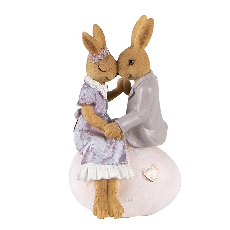 Dekorace zamilovaných králíčků na vajíčku - 10*9*15 cm Clayre & Eef
