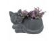 Šedý cementový květináč Kočka - 26*15*16 cm