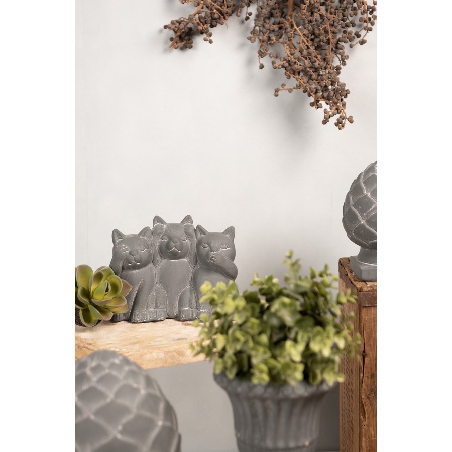 Šedá dekorace socha 3 kočky Cat Grey - 22*10*16 cm
