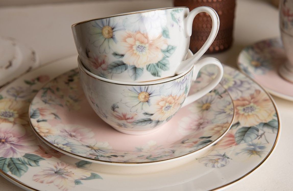 Porcelánový dezertní talířek s květinami Flowers - Ø 18*2 cm