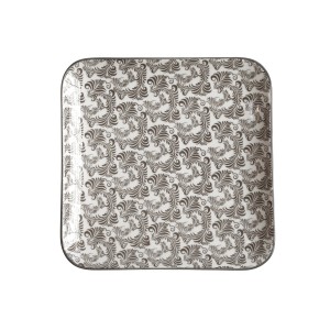 Mocca porcelánový hranatý talíř s ornamenty Arés Mocca - 20*20*2cm
