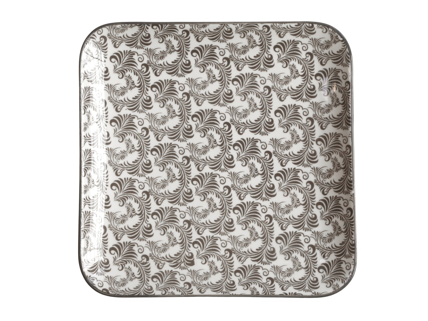 Mocca porcelánový hranatý talíř s ornamenty Arés Mocca - 20*20*2cm