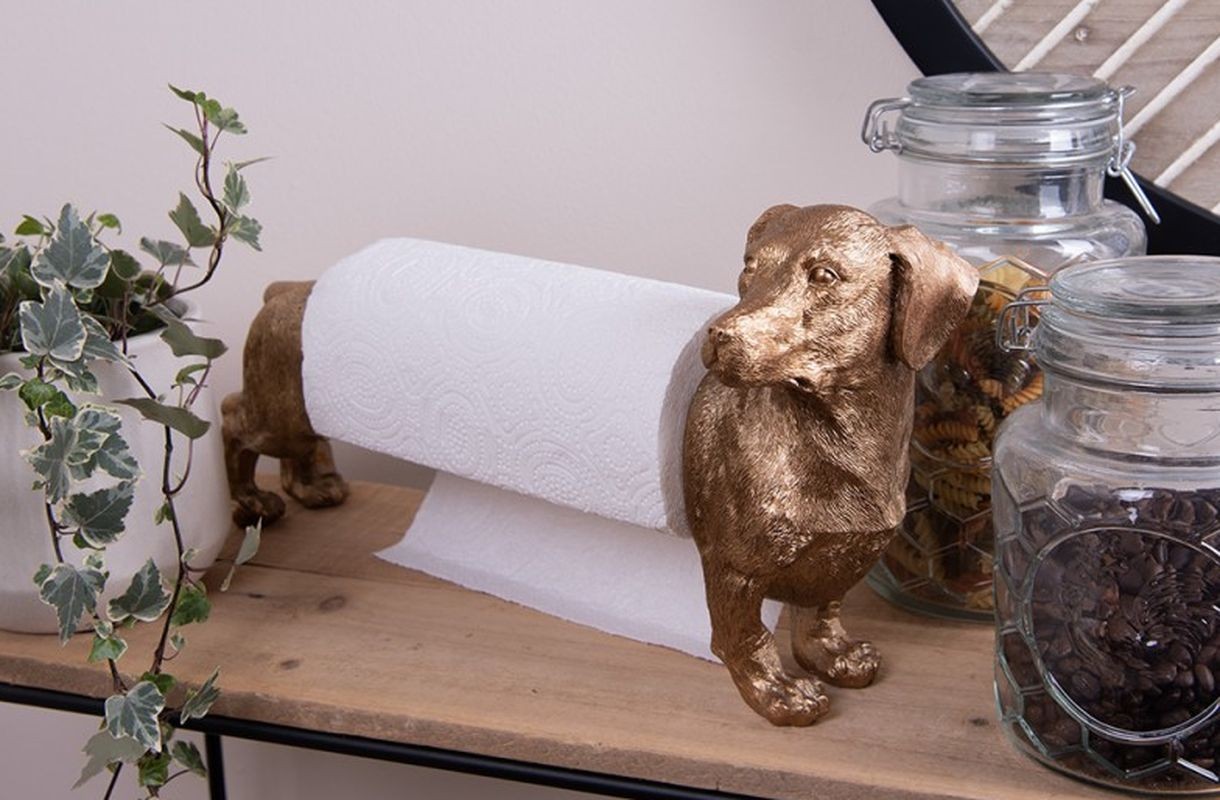 Stojan na kuchyňské role jezevčík Dog Gold - 46*15*21 cm