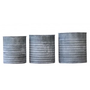 3ks plechový zinkový antik obal na květináč Planters - Ø 21*22/Ø 17*20 / Ø 13*18cm
