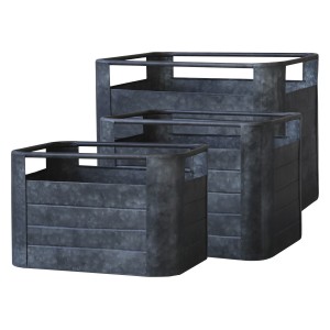 3ks plechový zinkový antik obal na květináč Planters - 40*30*30/ 32*22*21cm