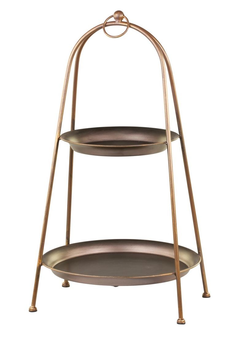 Bronzový antik dekorační kovový etažér Trays - Ø30*55cm