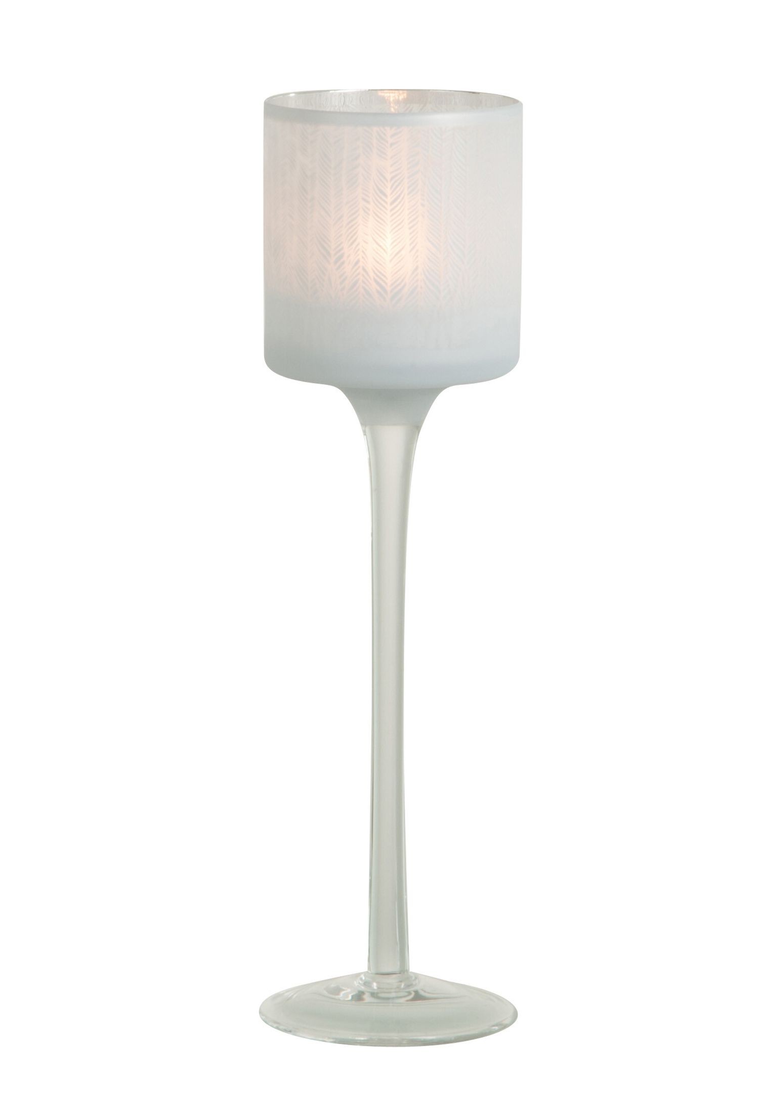 Bílý skleněný svícen na úzké noze na čajovou svíčku S - Ø 7*25 cm J-Line by Jolipa