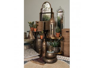 Bronzový dekorační kovový stoleček na květiny - Ø 26*13 cm