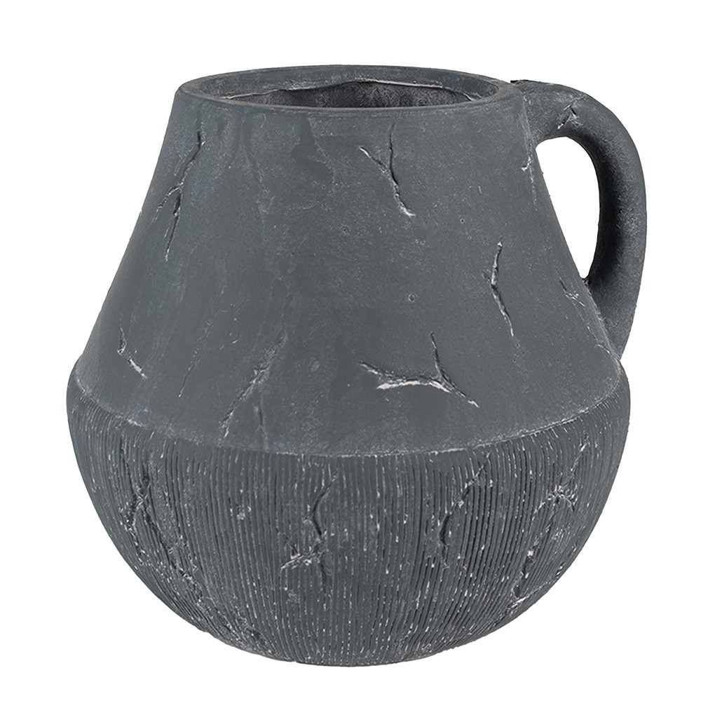 Tmavě šedý dekorativní obal na květináč s uchem Édith L - 23*23*21 cm