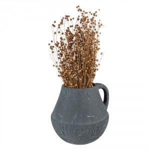 Tmavě šedý dekorativní obal na květináč s uchem Édith L - 23*23*21 cm