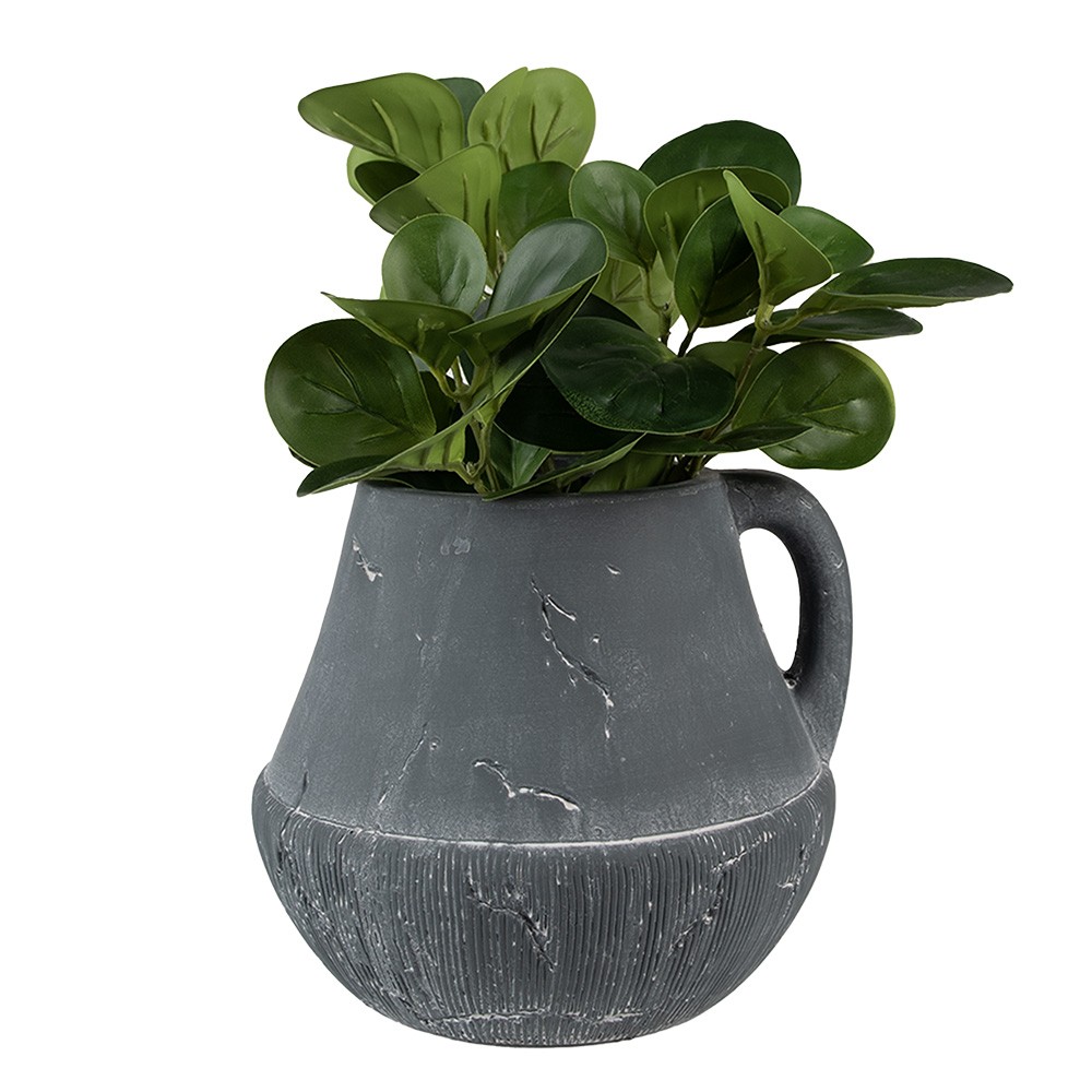 Tmavě šedý dekorativní obal na květináč s uchem Édith M - 19*19*17 cm