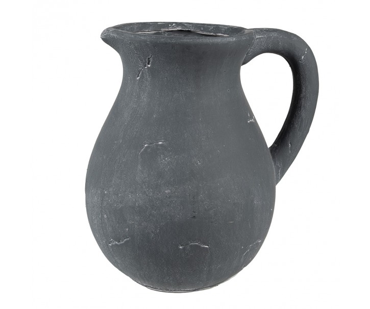 Tmavě šedý dekorativní džbán - 17*15*11 cm
